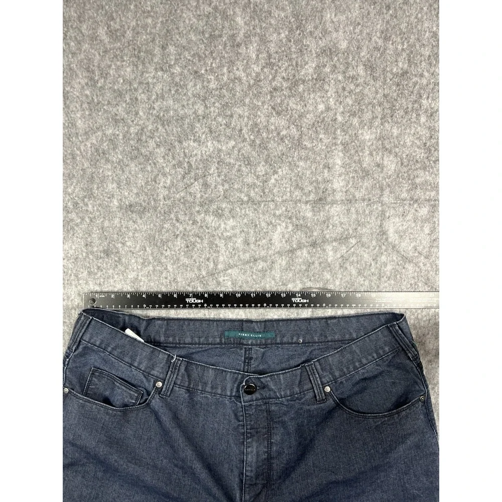 Perry Ellis Mens Jeans Blue Straight Fit Dark Wash Casual Stretch Size 44x30